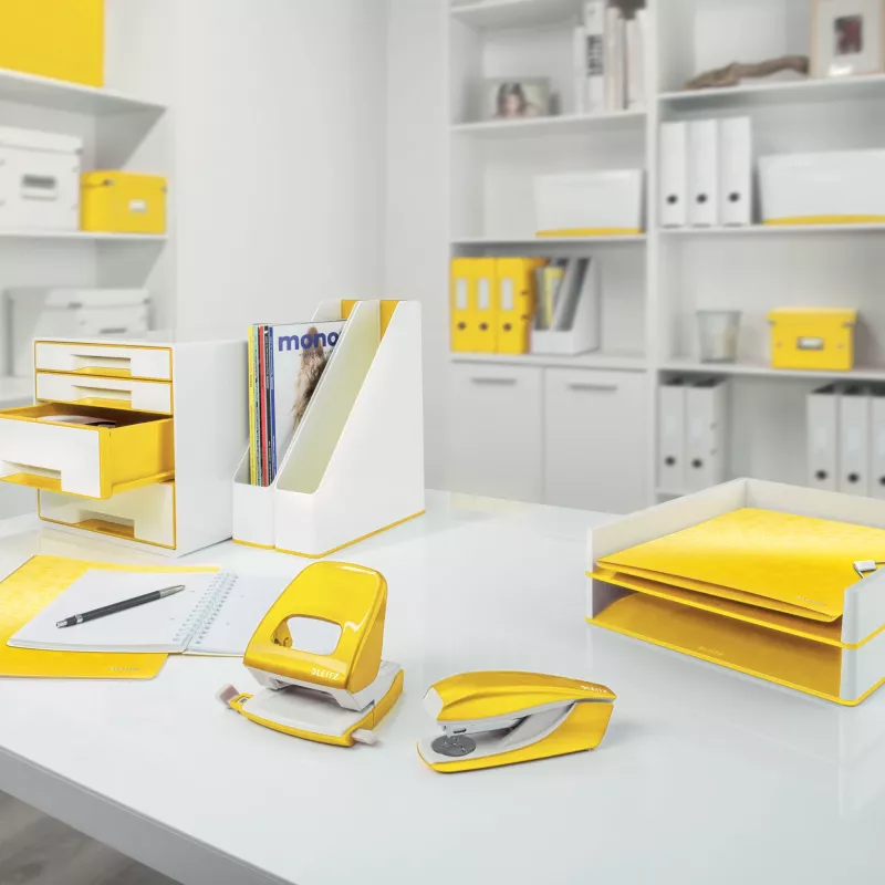 Leitz Archivador de anillas WOW PP A4 2RR/25mm, A4, anilla redonda, polipropileno (PP), amarillo, 190 hojas, 80 g/m²
