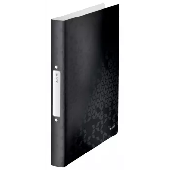 Leitz Archivador de anillas WOW PP A4 2RR/25mm, A4, anilla redonda, polipropileno (PP), negro, 190 hojas, 80 g/m²
