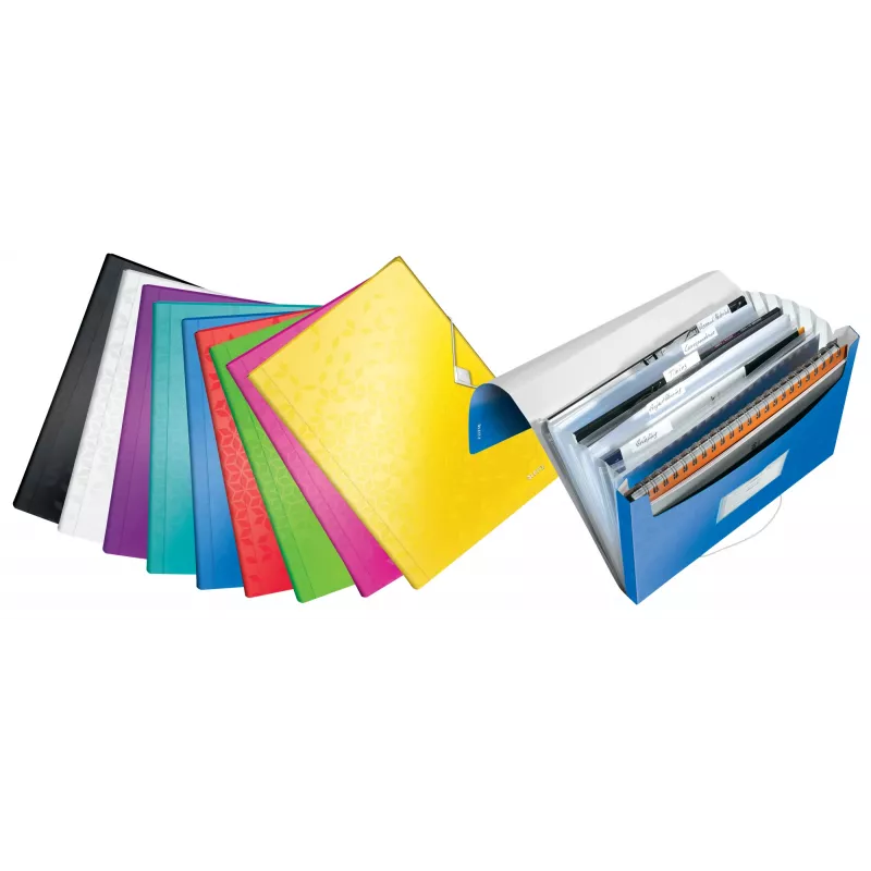 Leitz Carpeta de proyecto WOW PP, carpeta ampliable, A4, polipropileno (PP), blanco, horizontal, 250 hojas