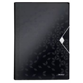Leitz Carpeta de proyecto WOW PP, carpeta de solapa, A4, polipropileno (PP), negro, horizontal/vertical, 250 hojas