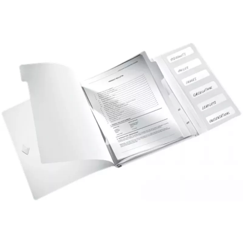 Leitz WOW PP Carpeta de separadores de cambio rápido 6 divisiones, carpeta colgante convencional, A4, polipropileno (PP), blanco, brillante, 200 hojas