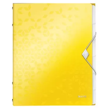 Leitz WOW PP Carpeta de separadores, 6 pestañas, carpeta de archivo convencional, A4, polipropileno (PP), amarillo, brillante, 200 hojas