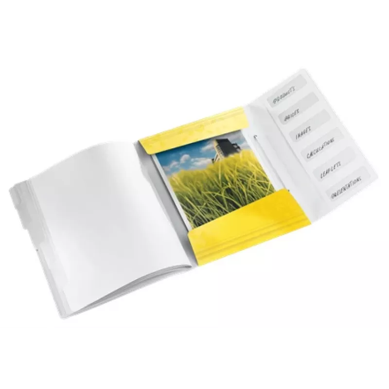 Leitz WOW PP Carpeta de separadores, 6 pestañas, carpeta de archivo convencional, A4, polipropileno (PP), amarillo, brillante, 200 hojas