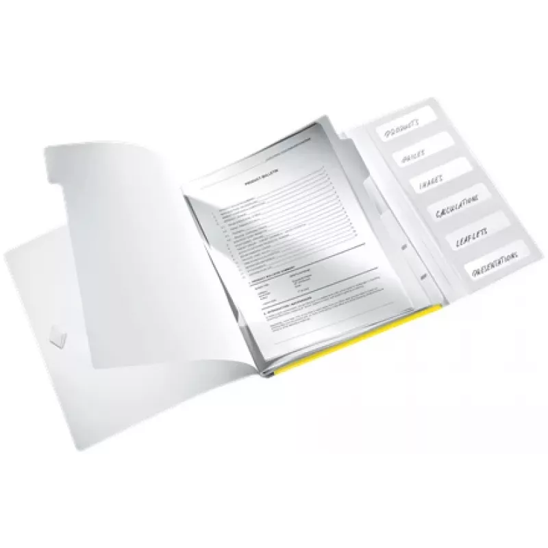 Leitz WOW PP Carpeta de separadores, 6 pestañas, carpeta de archivo convencional, A4, polipropileno (PP), amarillo, brillante, 200 hojas