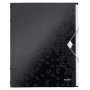 Leitz Carpeta de separadores WOW PP 6 pestañas, archivador convencional, A4, polipropileno (PP), negro, brillante, 200 hojas