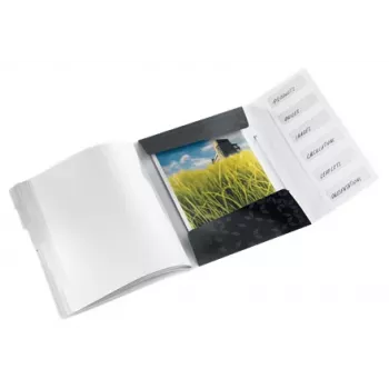 Leitz Carpeta de separadores WOW PP 6 pestañas, archivador convencional, A4, polipropileno (PP), negro, brillante, 200 hojas