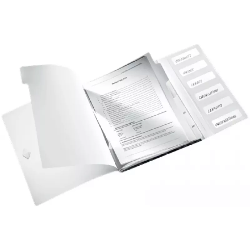 Leitz Carpeta de separadores WOW PP 6 pestañas, archivador convencional, A4, polipropileno (PP), negro, brillante, 200 hojas