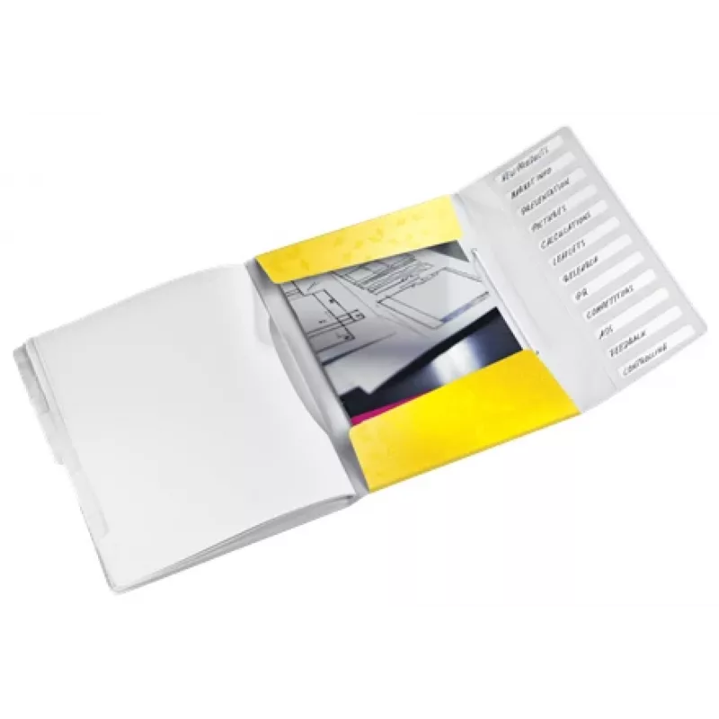 Leitz separador de hojas WOW PP 12 pestañas, A4, polipropileno (PP), amarillo, 200 hojas, 80 g/m², 265 mm