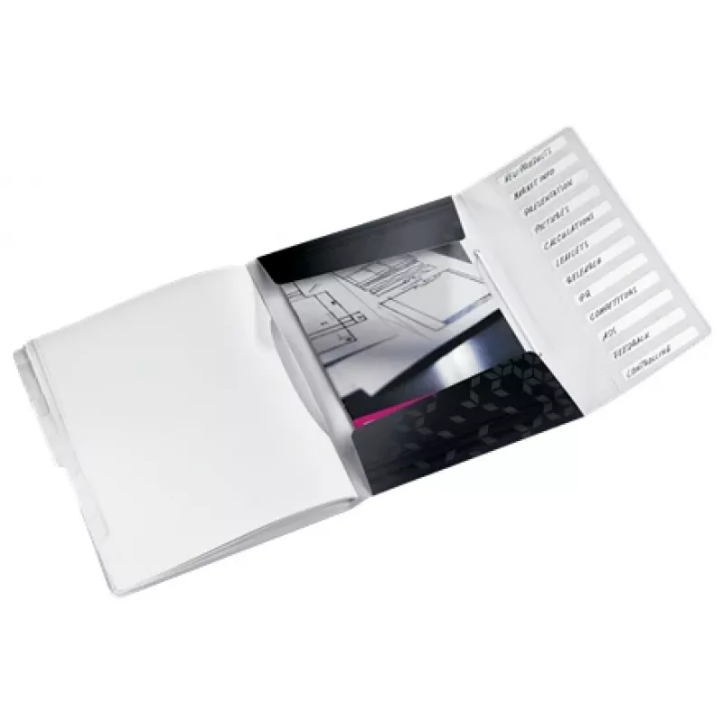 Leitz separador de hojas WOW PP 12 pestañas, archivador convencional, A4, polipropileno (PP), negro, brillante, 200 hojas