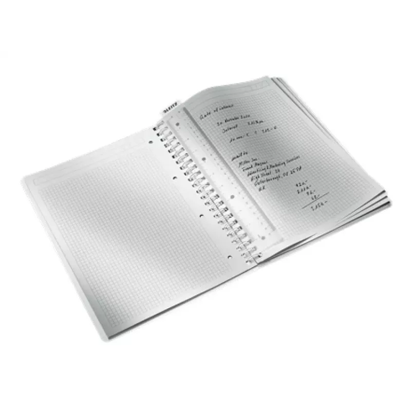 Leitz cuaderno WOW A4 cuadriculado, encuadernación Wire-O con cubierta de PP, estampado, negro, A4, 80 hojas, 80 g/m², papel cuadriculado