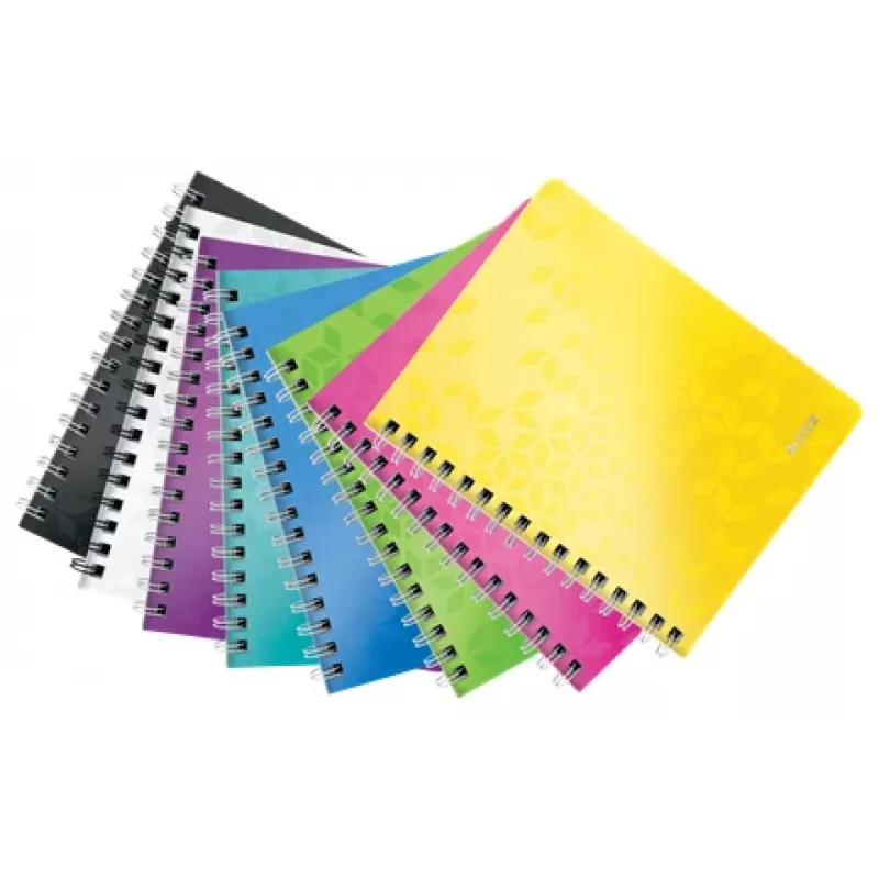 Leitz cuaderno WOW A5 rayado, encuadernación en espiral con cubierta de PP, monocromático, blanco, A5, 80 hojas, 80 g/m², papel rayado