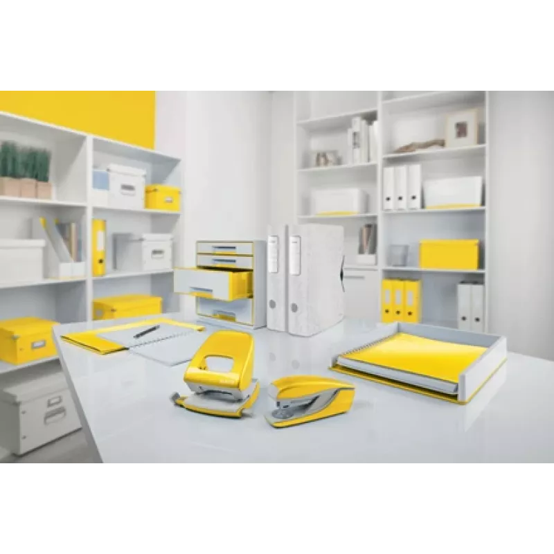 Leitz perforadora NeXXt WOW 5008 metal 2 taladros / 30 hojas, 30 hojas, amarillo, metal, 8 cm, 5,5 mm, A4, A5, A6, folio, cuartilla US, 8 x 8 x 8 cm