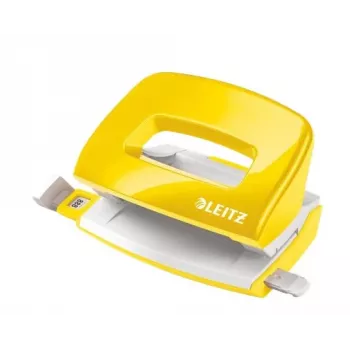 Leitz perforadora NeXXt WOW Mini 2 taladros / 10 hojas, 10 hojas, amarillo, plástico, 8 cm, 5,5 mm, A4, A5, A6, folio, cuartilla US, 8 x 8 x 8 cm