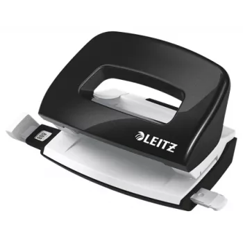 Leitz perforadora WOW Mini 2 taladros / 10 hojas, 10 hojas, negro, blanco, plástico, 8 cm, 5,5 mm, A4, A5, A6, folio, cuartilla US, 8 x 8 x 8 cm