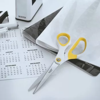Leitz tijeras de oficina WOW Titanium 205 mm, adultos, corte recto, unidad, blanco, amarillo, acero inoxidable, tijeras de oficina
