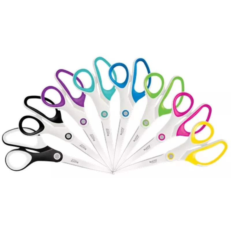 Leitz tijeras de oficina WOW Titanium 205 mm, adultos, corte recto, unidad, blanco, amarillo, acero inoxidable, tijeras de oficina