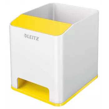 Leitz portalápices Sound WOW, blanco, amarillo, poliestireno, 90 mm, 101 mm, 100 mm, 140 g
