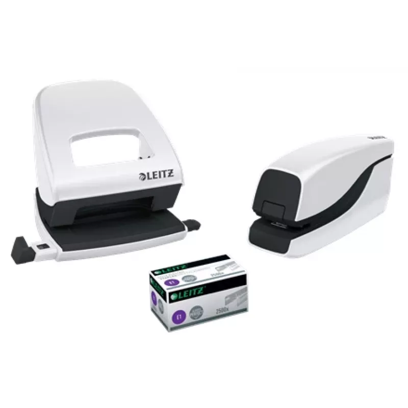 Leitz grapadora eléctrica NeXXt WOW 5566, 10 hojas, mecanismo de carga frontal, 1 cm, plástico, blanco, batería