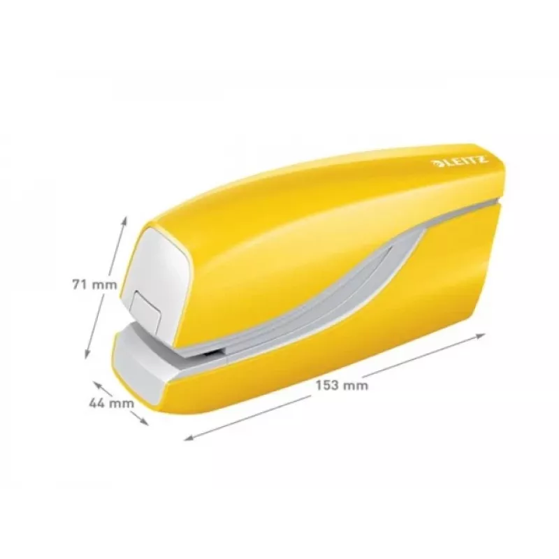 Leitz grapadora eléctrica WOW 5566, 10 hojas, frontal, 1 cm, plástico, amarillo, batería
