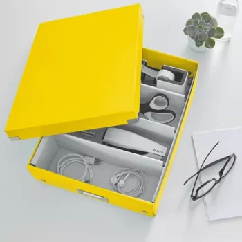 Leitz caja organizadora mediana Click & Store WOW, caja de almacenamiento, amarillo, rectangular, cartón, monocromático, interior