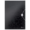 Leitz Carpeta de 3 solapas WOW PP A4, carpeta de solapas, A4, polipropileno (PP), negro, horizontal/vertical, 150 hojas