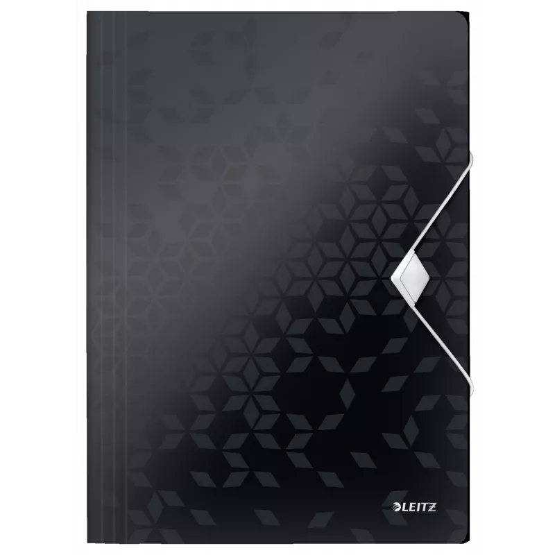 Leitz Carpeta de 3 solapas WOW PP A4, carpeta de solapas, A4, polipropileno (PP), negro, horizontal/vertical, 150 hojas