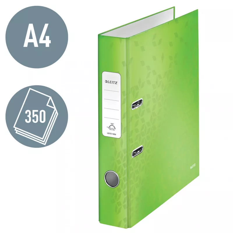 Leitz Archivo 180° WOW POB/laminado A4/50 mm, A4, anilla D, cartón, verde, 350 hojas, 285 mm