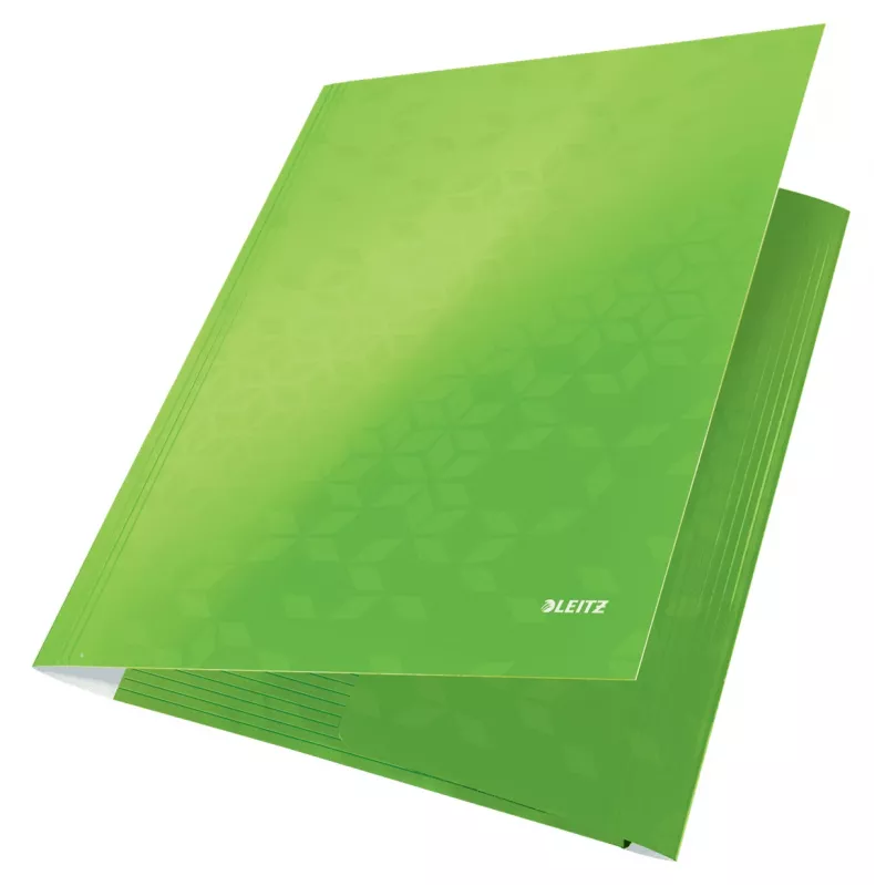Leitz Carpeta de 3 solapas WOW cartón/POB A4, carpeta manila, A4, polipropileno (PP), verde, 250 hojas, 80 g/m²