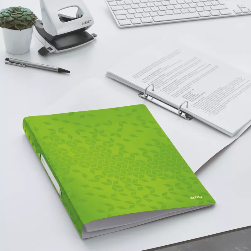 Leitz Archivo de anillas WOW PP A4 2RR/25 mm, A4, anilla redonda, polipropileno (PP), verde, 190 hojas, 80 g/m²