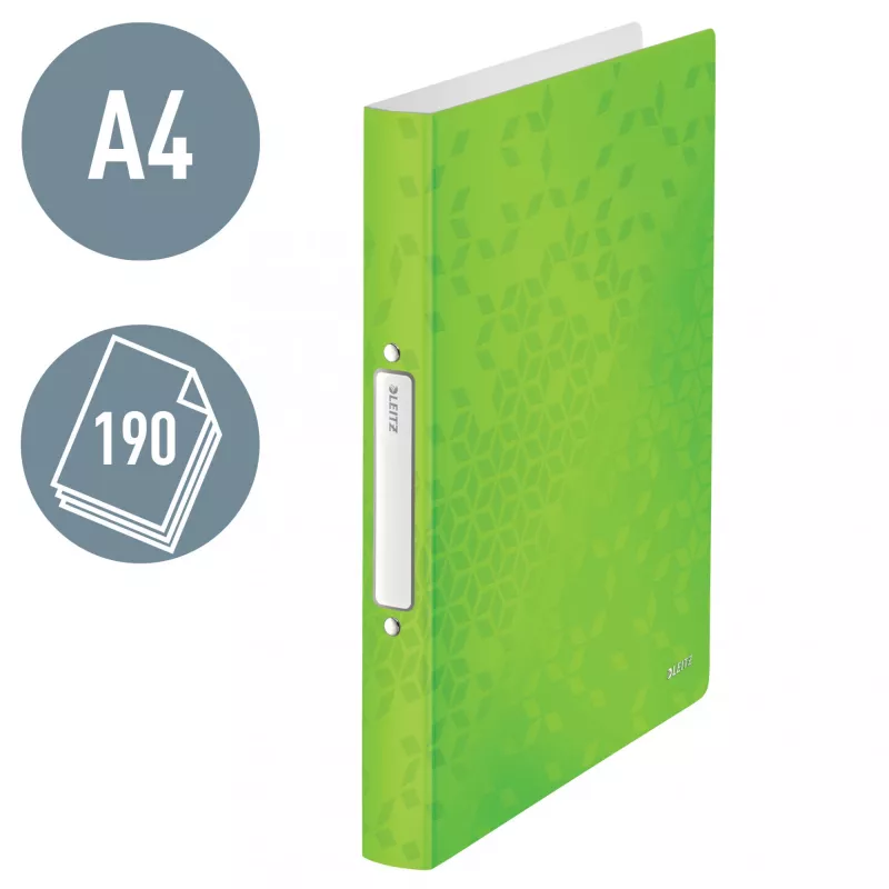 Leitz Archivo de anillas WOW PP A4 2RR/25 mm, A4, anilla redonda, polipropileno (PP), verde, 190 hojas, 80 g/m²