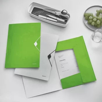 Leitz Carpeta de 3 solapas WOW PP A4, A4, polipropileno (PP), verde, vertical, 150 hojas, 80 g/m²