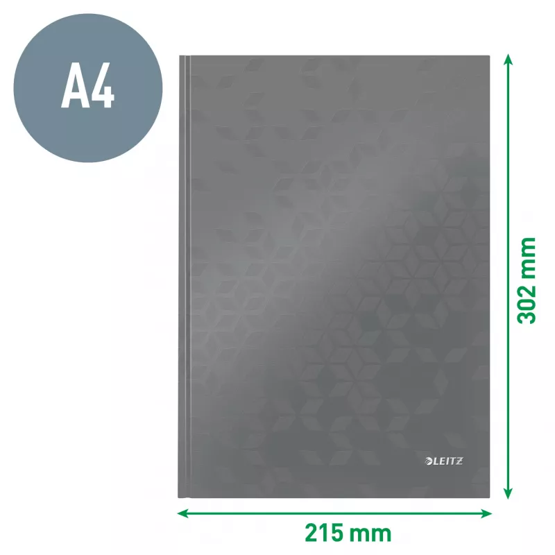 Leitz Cuaderno WOW A4 cuadriculado con tapa dura 90 g/m², 80 hojas, estampado, verde, A4, 80 hojas, 80 g/m², papel cuadriculado