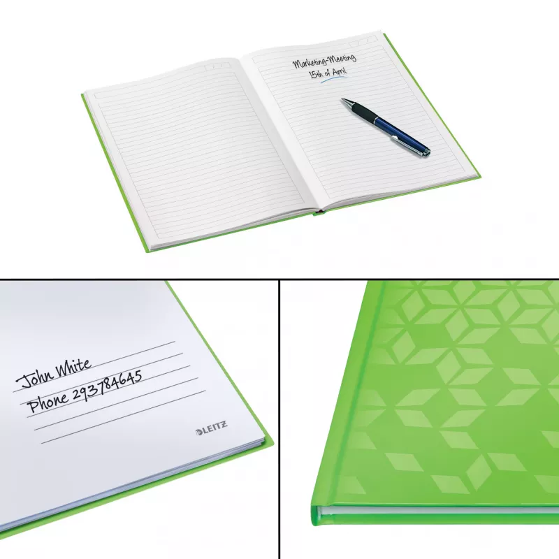 Leitz Cuaderno WOW A5 rayado con tapa dura 90 g/80 hojas, estampado, verde, A5, 80 hojas, 80 g/m², papel rayado