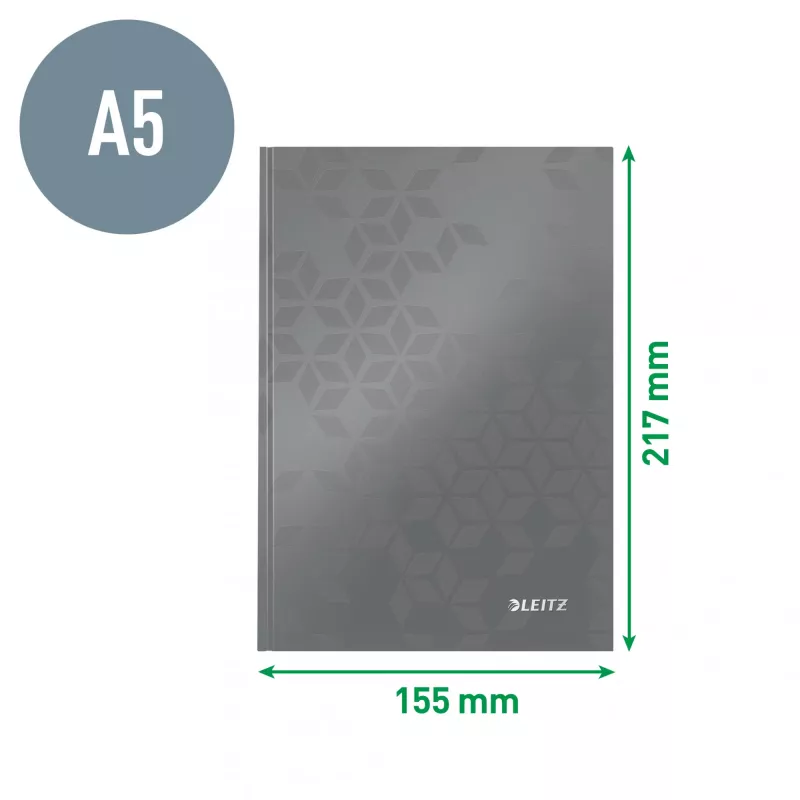 Leitz Cuaderno WOW A5 rayado con tapa dura 90 g/80 hojas, estampado, verde, A5, 80 hojas, 80 g/m², papel rayado