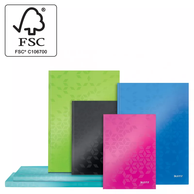 Leitz Cuaderno WOW A5 rayado con tapa dura 90 g/80 hojas, estampado, verde, A5, 80 hojas, 80 g/m², papel rayado