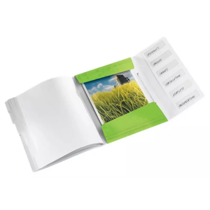 Leitz Libro separador WOW PP 6 pestañas, archivo convencional, A4, polipropileno (PP), verde, brillante, 200 hojas