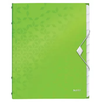 Leitz Libro de separadores WOW PP, 12 apartados, A4, polipropileno (PP), verde, 200 hojas, 80 g/m², 265 mm