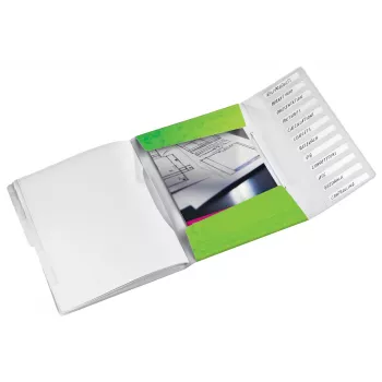 Leitz Libro de separadores WOW PP, 12 apartados, A4, polipropileno (PP), verde, 200 hojas, 80 g/m², 265 mm