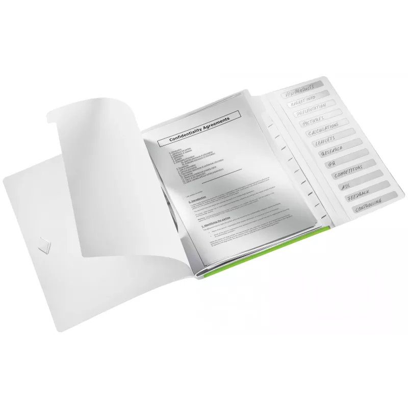 Leitz Libro de separadores WOW PP, 12 apartados, A4, polipropileno (PP), verde, 200 hojas, 80 g/m², 265 mm