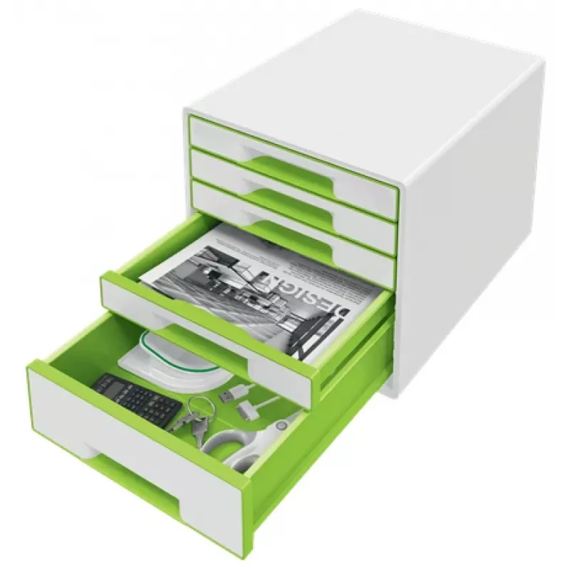 Leitz WOW Cube cajonera de 5 cajones, 5 cajones, plástico, 270 mm, 287 mm, 363 mm, 3,59 kg