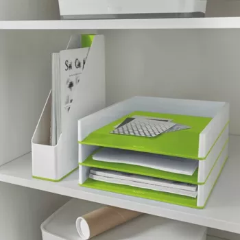 Leitz Bandeja de documentos WOW bicolor, plástico, verde, blanco, A4, A4, 267 mm, 336 mm
