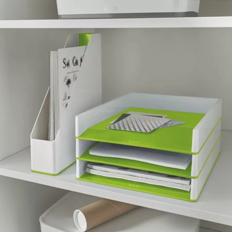 Leitz Bandeja de documentos WOW bicolor, plástico, verde, blanco, A4, A4, 267 mm, 336 mm
