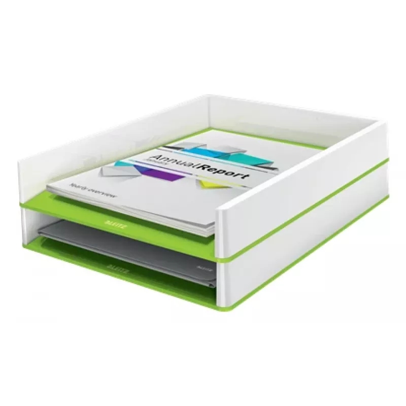Leitz Bandeja de documentos WOW bicolor, plástico, verde, blanco, A4, A4, 267 mm, 336 mm