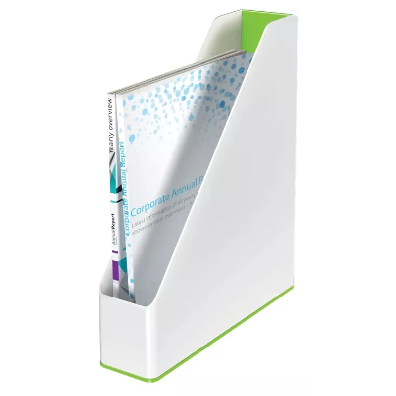 Leitz Clasificador de revistas WOW Dual Colour, verde, blanco, plástico, A4, 73 mm, 318 mm, 272 mm