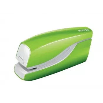 Leitz NeXXt Grapadora a pilas WOW 5566, 10 hojas, carga frontal, 1 cm, plástico, verde, pila