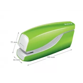 Leitz NeXXt Grapadora a pilas WOW 5566, 10 hojas, carga frontal, 1 cm, plástico, verde, pila