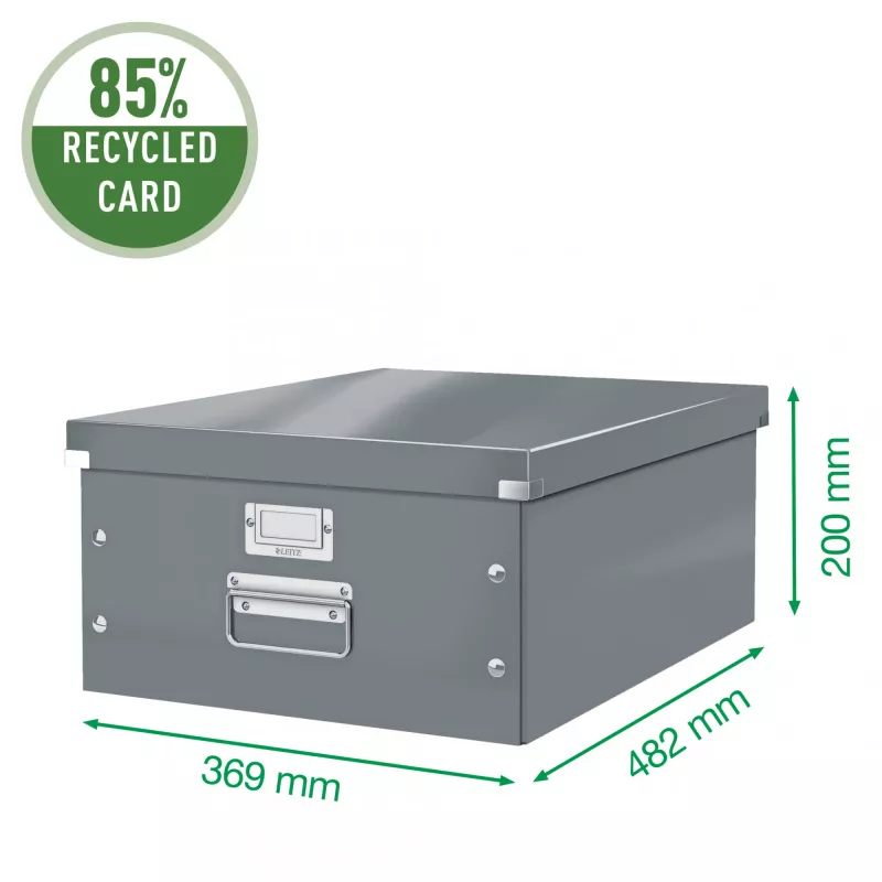 Leitz Click & Store WOW Caja de almacenamiento grande, verde, cartón, 369 mm, 482 mm, 200 mm