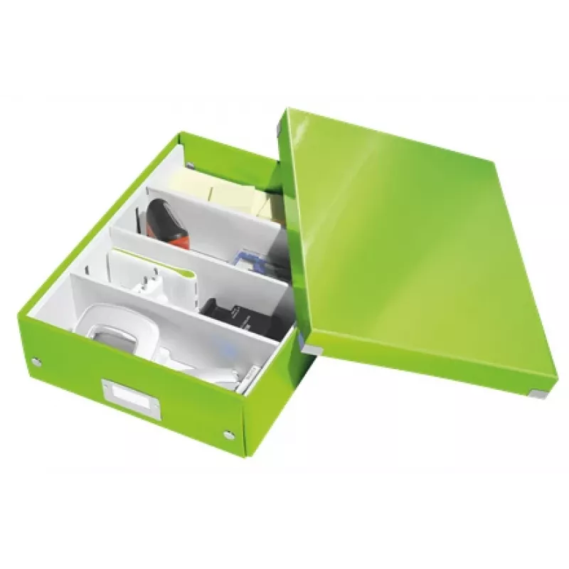Leitz Click & Store WOW Caja organizadora mediana, caja de almacenamiento, verde, rectangular, cartón, monocromático, interior