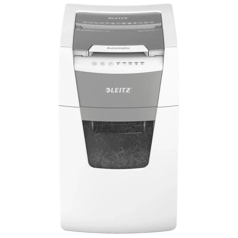 Leitz IQ Autofeed Office 150 Destructora de papel automática P5, corte micro, 22 cm, 2 x 15 mm, 44 L, 500 hojas, 55 dB
