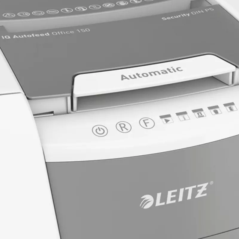 Leitz IQ Autofeed Office 150 Destructora de papel automática P5, corte micro, 22 cm, 2 x 15 mm, 44 L, 500 hojas, 55 dB